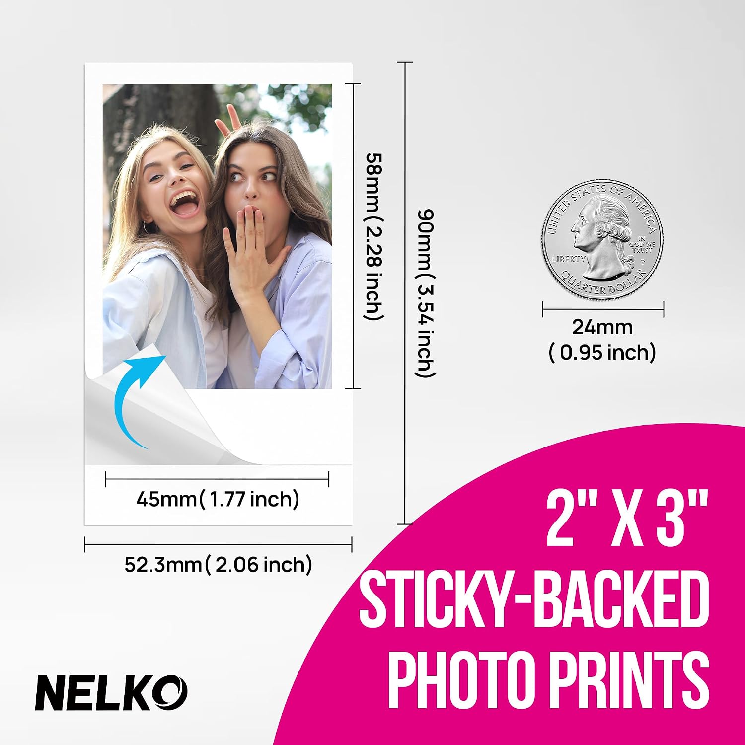 Nelko PP01 Photo Printer, 2x3 Portable Photo Printer, Mini Printer, White - Image 3