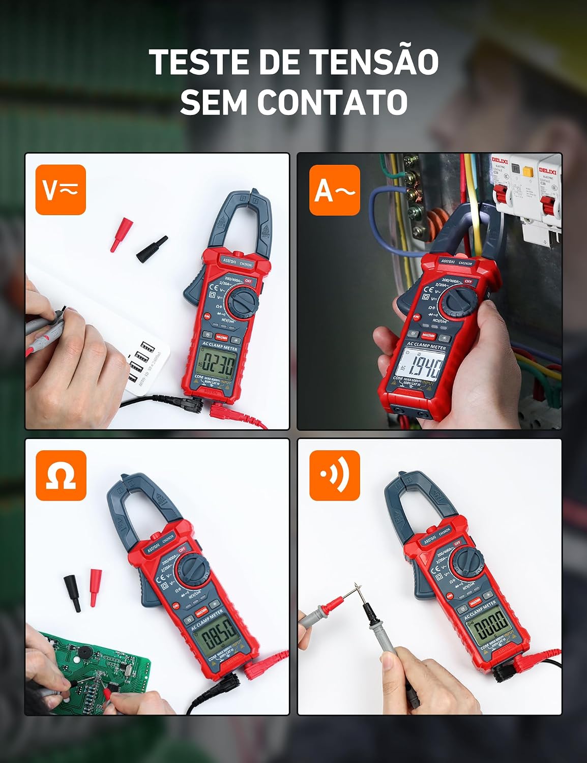 AstroAI Digital Clamp Meter Multimeter 2000 Counts Amp Voltage Tester Auto-ranging with AC/DC Voltage, AC Current, Resistance, Capacitance, Continuity, Live Wire Test, NCV, Blue - Image 5