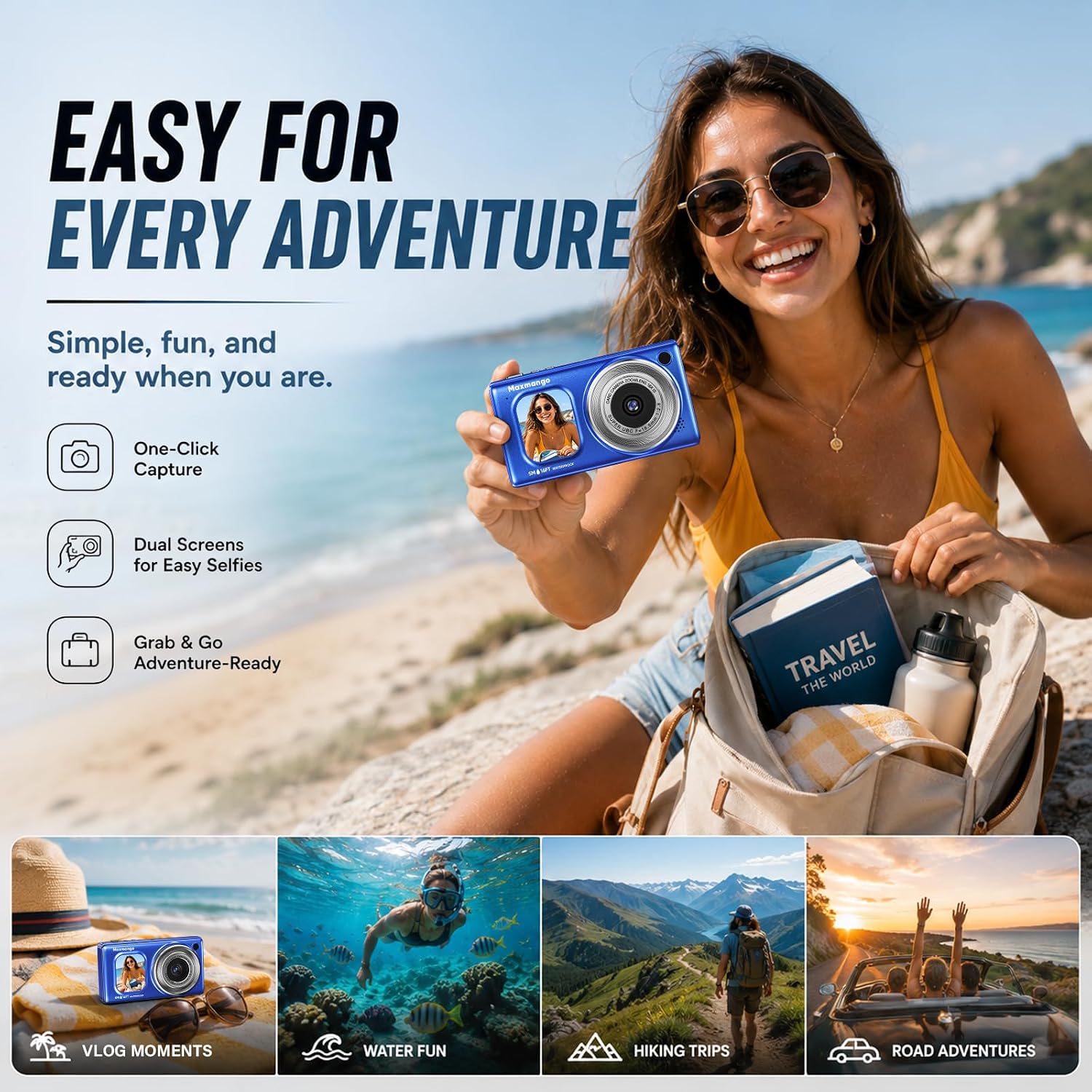 16FT Underwater Digital Camera, 4K 48MP 1500mAh Removable Battery 18X Zoom - Image 8
