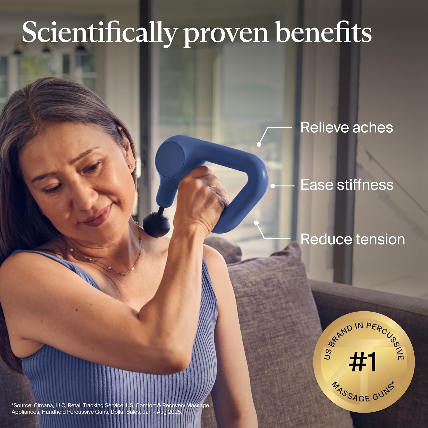 TheraGun Therabody Relief Massage Gun | for Daily Comfort | 3-Speed | Navy - Image 2