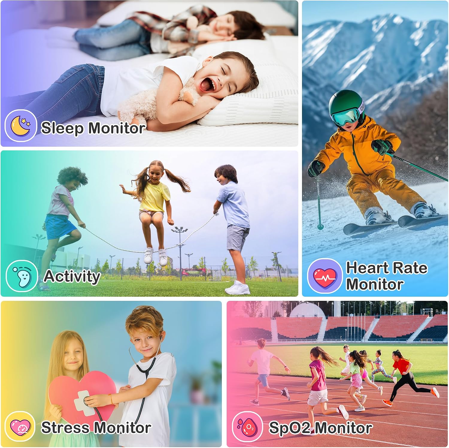 Kids Smart Watch with Fitness Tracker, Waterproof, Heart Rate/Sleep Monitor - Image 3