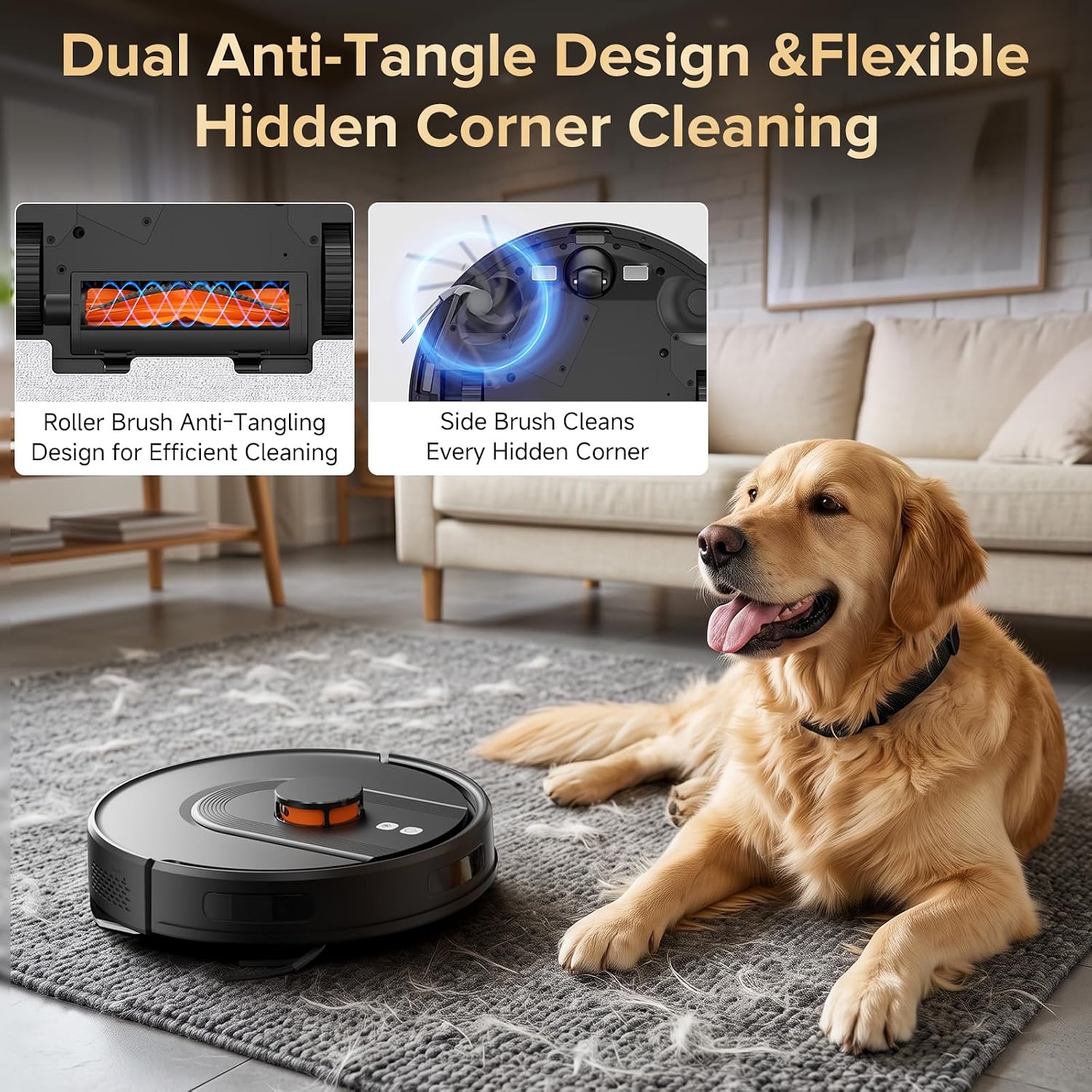 Robot Vacuum and Mop, 120-Day Self-Emptying with 6000Pa Suction, LiDAR Navigation & Smart Mapping & No-Go Zones, Anti-Tangle, for Pet Hair, Carpets and Hard Floor - Image 5