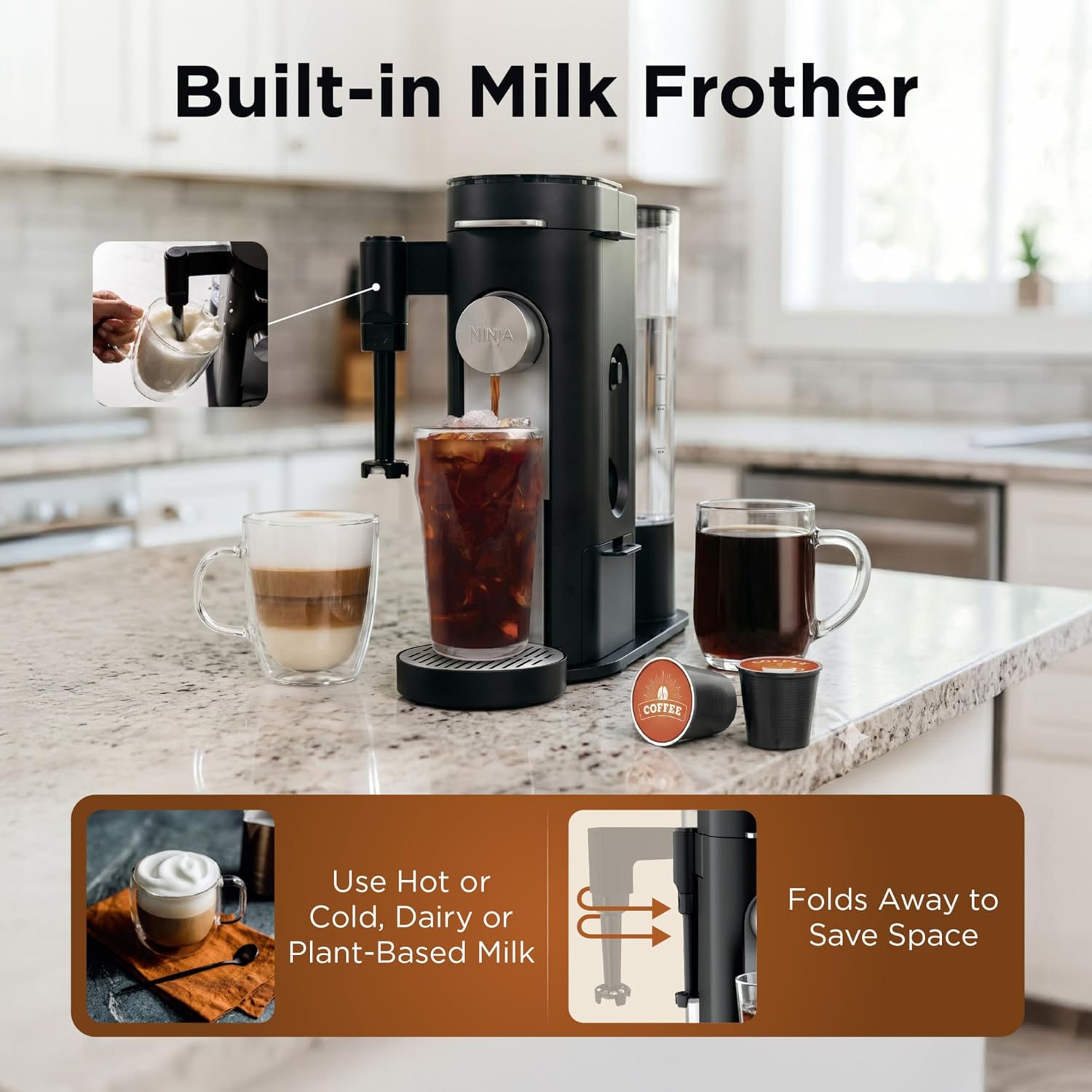 Ninja Single Serve Coffee Maker - Combo Machine, K-Cup Pods and Grounds - Image 6