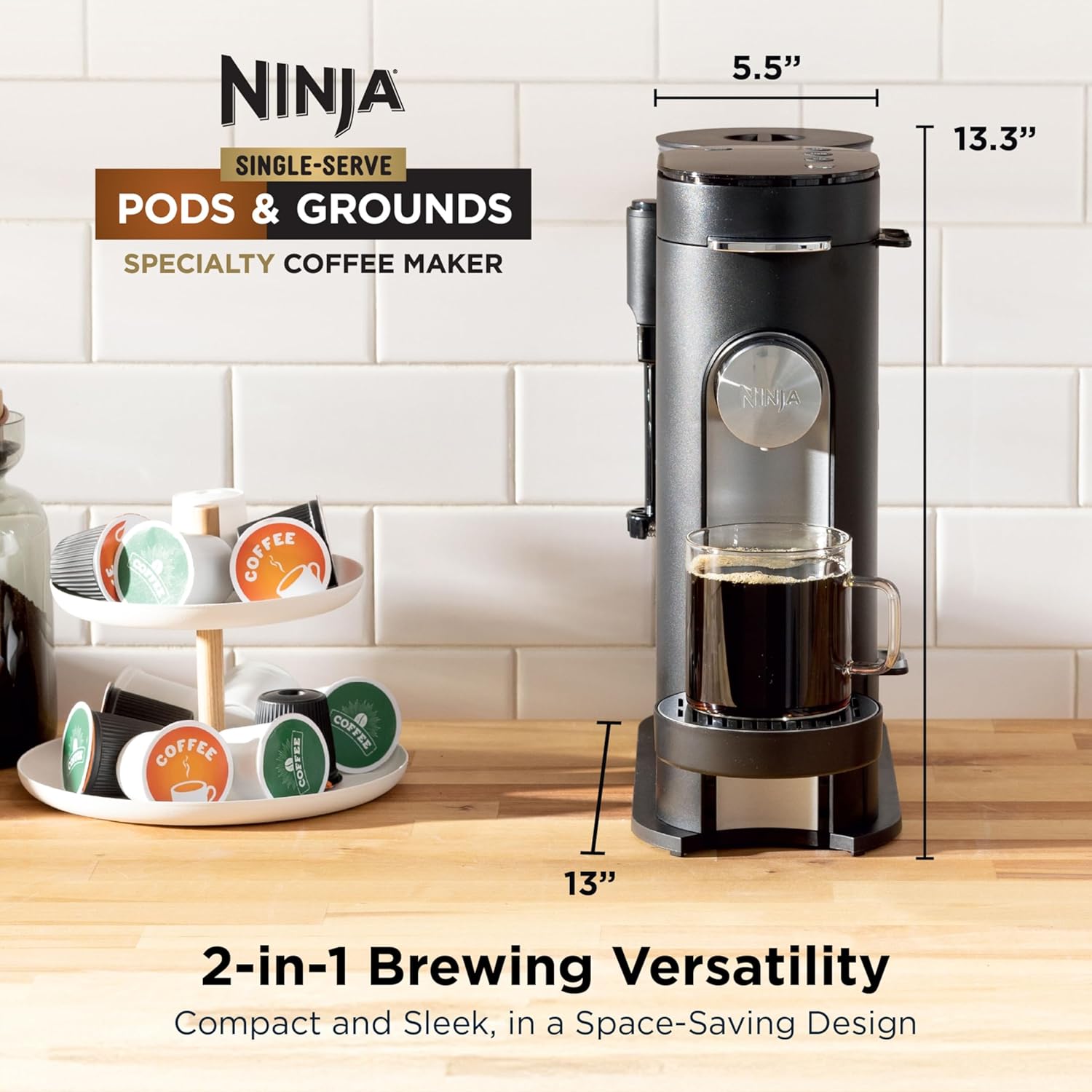 Ninja Single Serve Coffee Maker - Combo Machine, K-Cup Pods and Grounds - Image 2