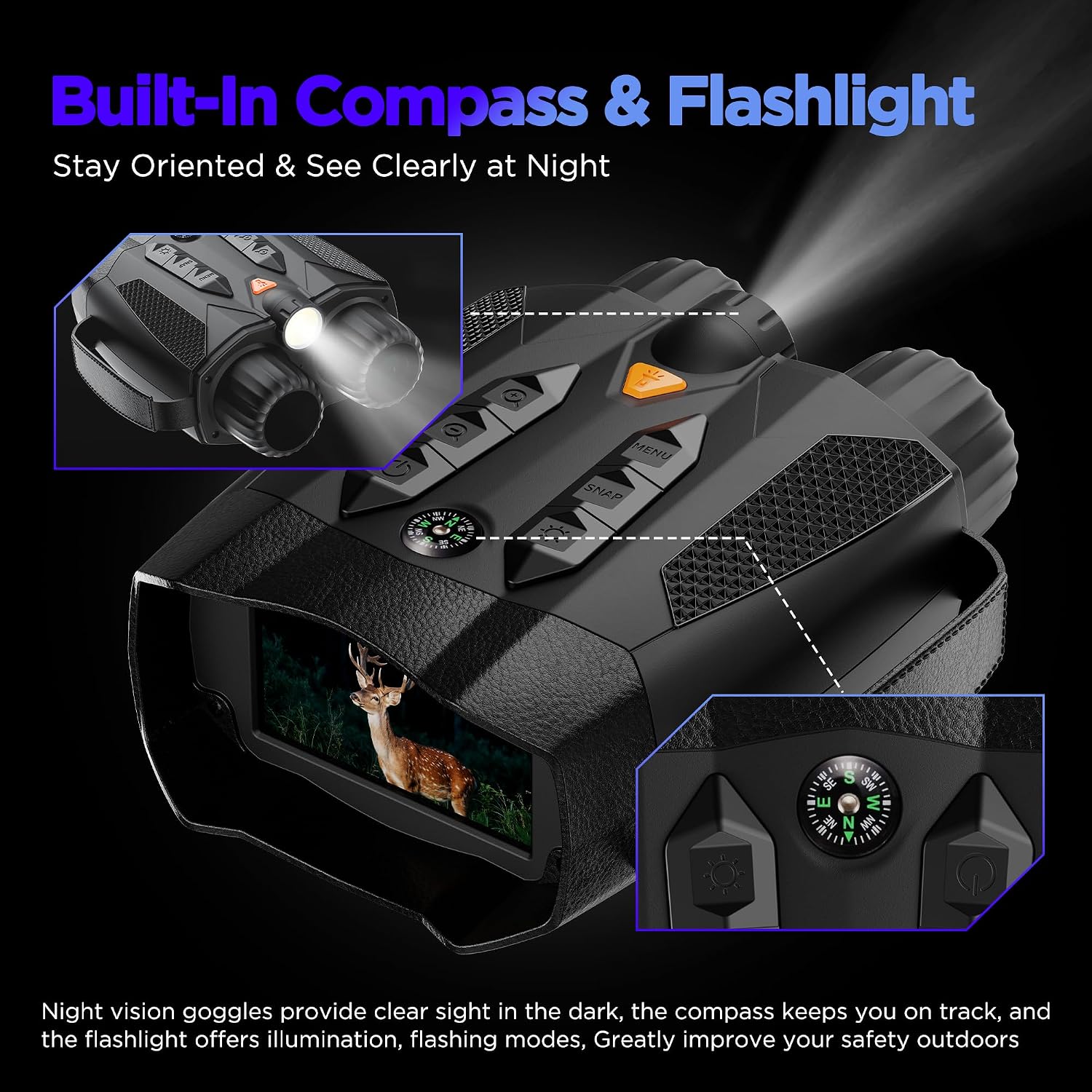 Night Vision Goggles for Adults 4k: Tactical Binoculars with Camera - Infrared Goggles for Hunter - Digital Electronics Gift - Hunting Gifts for Men/Dad/Husband - Cool Tech Gadgets for Camping/Boating - Image 4
