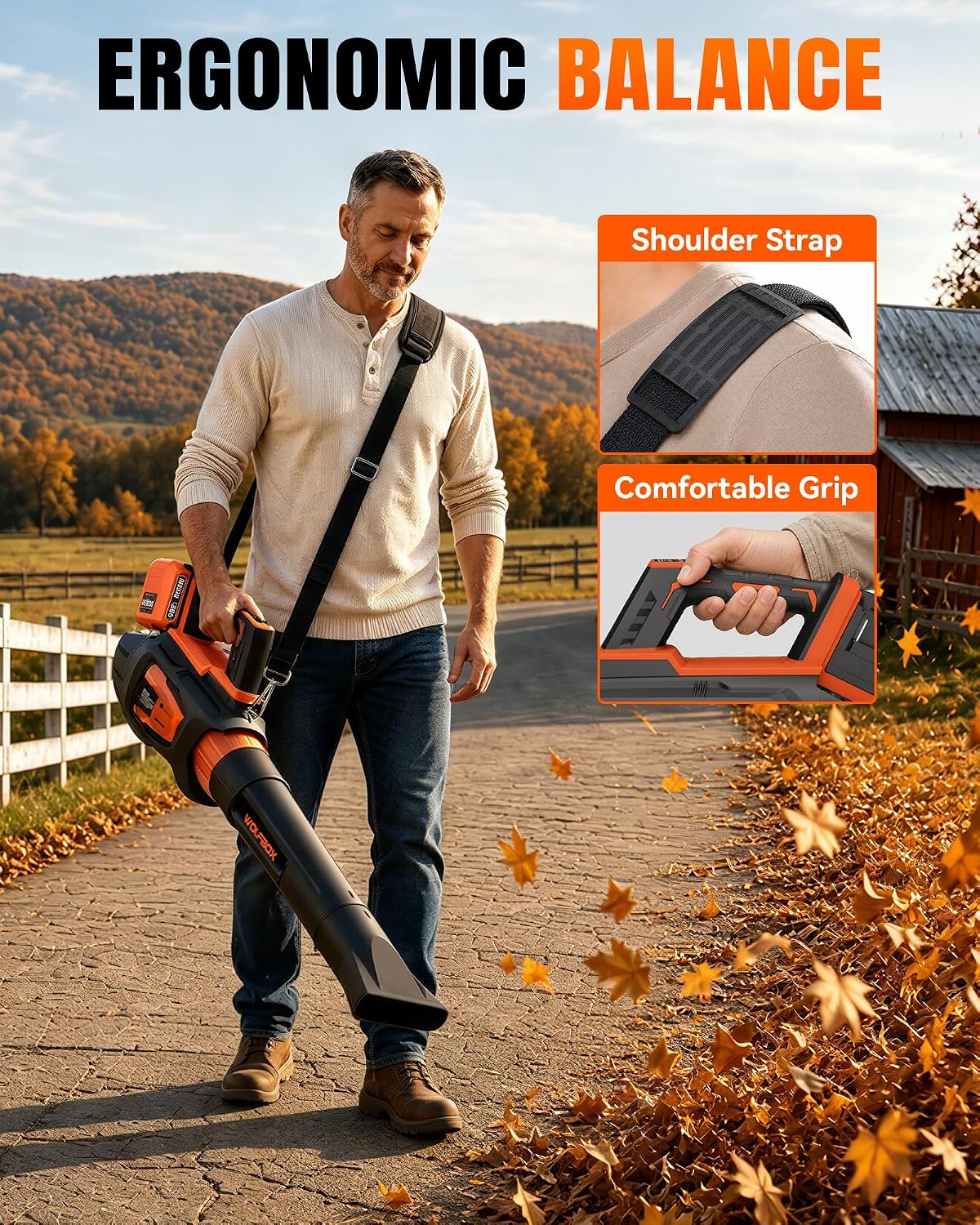 WOLFBOX MT600 Cordless Leaf Blower, 620 CFM 150 MPH, 2 Batteries - Image 8