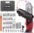 Cordless Power Screwdriver Electric Screwdriver Rechargeable Set, Battery Powered Screwdriver Kit Including 46pcs Bits, Pivoting Handle and LED Lights Small Drills Cordless (Red)