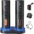 CIRCLE JOY Rechargeable Electric Salt and Pepper Grinder Set Automatic Pepper Mill Grinders with Charging Base, Adjustable Coarseness, 110ml Container and Bright LED Light, Black